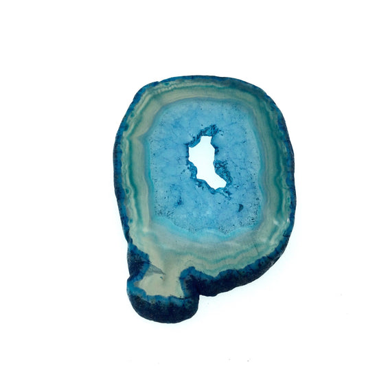 OOAK Large Freeform Shaped UNDRILLED Open Aqua Blue/Green Agate Druzy "CHTA26" Slice Focal Pendant - 50mm x 55mm, Sold As Shown