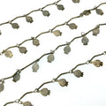 High Quality Bronze Spaced Dangle Chain - 6mm Strawberry Shaped Dangles W Deep Gold Colored Skinny Links - Sold By the Foot!