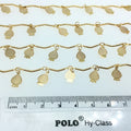 High Quality Deep Gold Spaced Dangle Chain - 6mm Strawberry Shaped Dangles W Deep Gold Colored Skinny Links - Sold By the Foot!