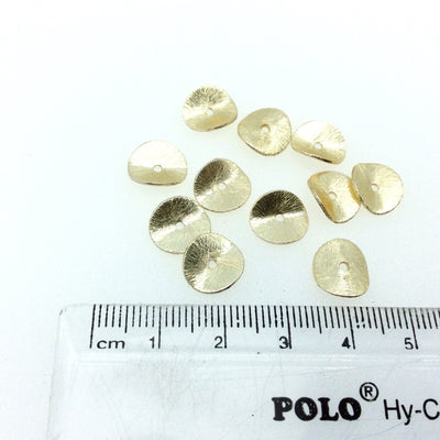 10mm Gold Brushed Finish Wavy Disc/Heishi Washer/Spacer Shaped Components - Sold in Pre-Counted Bulk Packs of 10 Pieces - (616-GD)