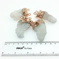 Large Rose Gold Electroplated Natural Druzy White Spirit/Cactus Quartz Vertical Cluster Pendant - approx. 25mm x 55mm - INDIVIDUAL, RANDOM