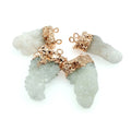 Large Rose Gold Electroplated Natural Druzy White Spirit/Cactus Quartz Vertical Cluster Pendant - approx. 25mm x 55mm - INDIVIDUAL, RANDOM