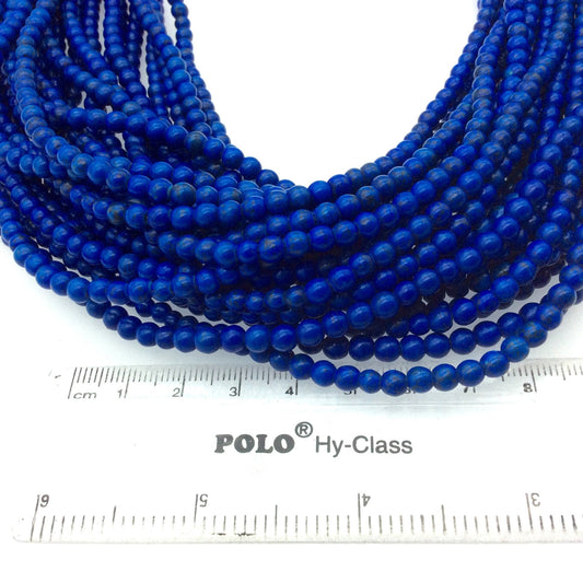 4.5mm Dyed Blue Howlite Smooth Round/Ball Shaped Beads - Sold by 16" Strands (Approx. 93 Beads) - Natural Semi-Precious Gemstone
