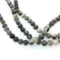 6mm Smooth Natural Gray Zebra Jasper Round/Ball Shaped Beads with 1mm Holes - Sold by 15.25" Strands (~ 62 Beads) - Quality Gemstone