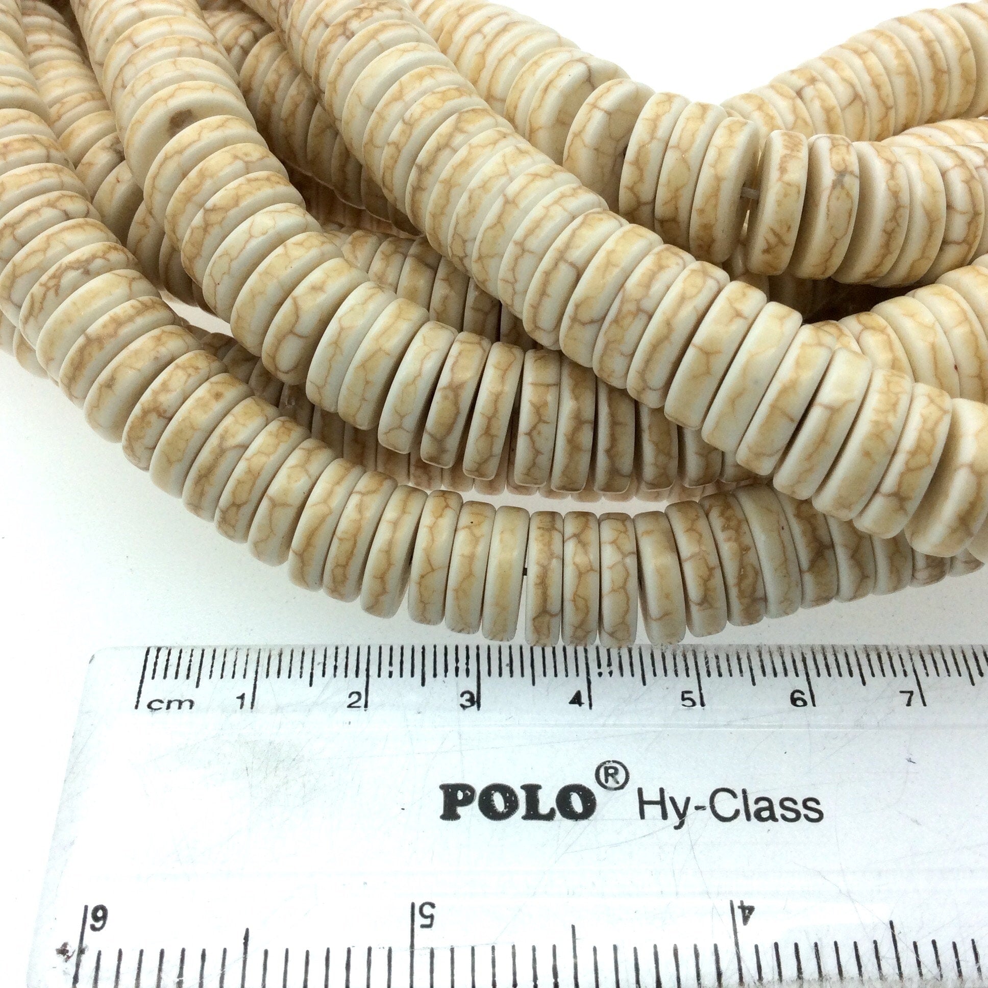 3mm x 12mm Smooth White/Cream Howlite Heishi/Disc Shaped Beads - 15.75" Strand (Approximately 127 Beads) - Natural Gemstone