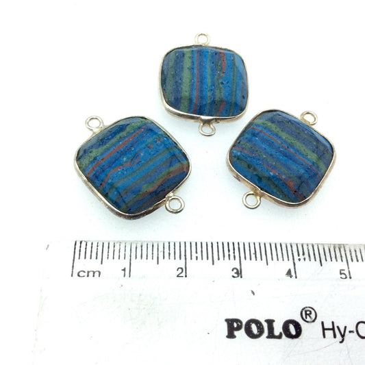 Jeweler's Lot OOAK Silver Plated Faux Fordite Faceted Assorted Copper Bezel Pendants/Connectors 20mm x 20mm, Approx.  "36" - Sold as Shown!