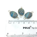 Jeweler's Lot OOAK Silver Plated Faux Fordite Faceted Assorted Copper Bezel Pendants/Connectors 13mm x 18mm, Approx.  "29" - Sold as Shown!