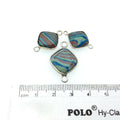 Jeweler's Lot OOAK Silver Plated Faux Fordite Faceted Assorted Copper Bezel Pendants/Connectors 12mm - 14mm, Approx.  "23" - Sold as Shown!