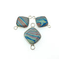 Jeweler's Lot OOAK Silver Plated Faux Fordite Faceted Assorted Copper Bezel Pendants/Connectors 12mm - 14mm, Approx.  "23" - Sold as Shown!