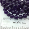 12mm Natural Purple Amethyst Round/Ball Shaped Beads with 1mm Holes - 15.25" Strand (Approx. 32 Beads per Strand) - Quality Gemstone