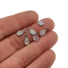 Moonstone Bezel | BULK PACK of Six (6) Gunmetal Sterling Silver Pointed Cut Stone Faceted Teardrop Pear Shaped Pendants -Measuring 5mm x 7mm