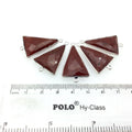 Silver Finish Faceted Red Jasper Triangle Shaped Bezel Connector Component - Measuring 18mm x 25mm - Natural Semi-precious Gemstone