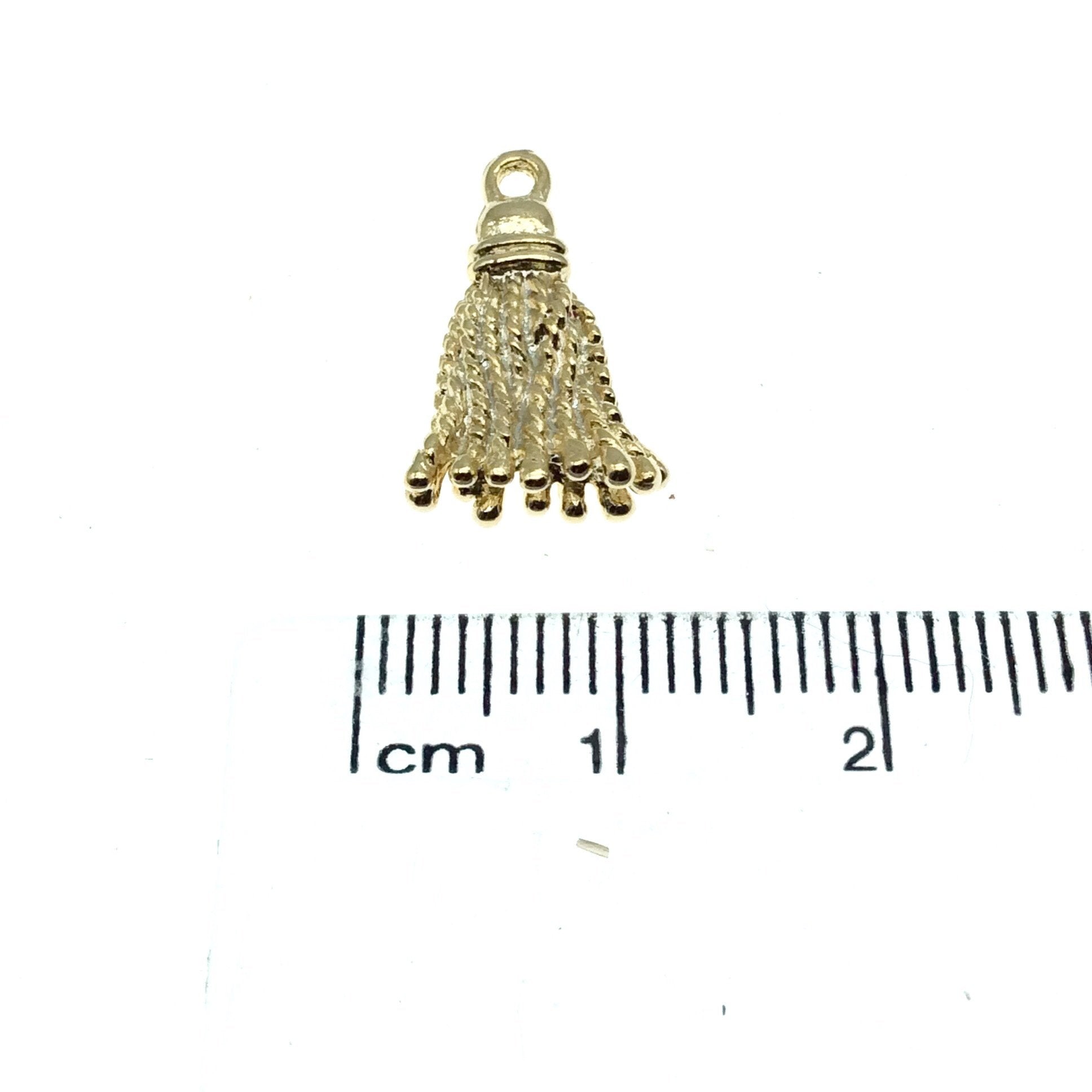 Gold Plated Brass Tassel Pendant with One Ring- Measuring 10mm x 18mm - Sold Individually, Chosen at Random