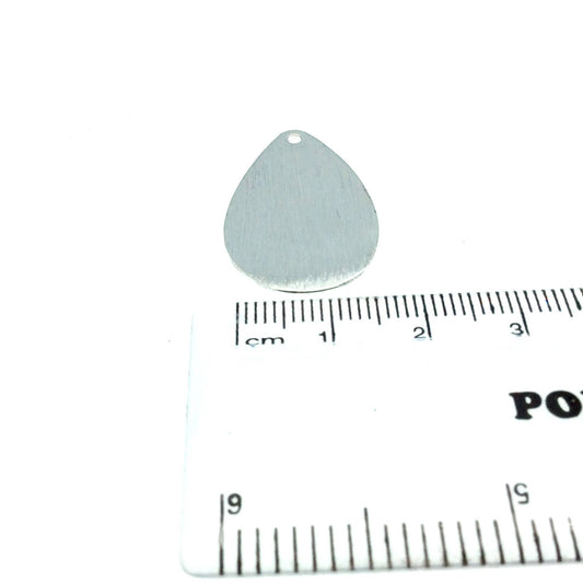 18mm x 29mm Silver Brushed Finish Blank Teardrop Shaped Plated Copper Components - Sold in Pre-Counted Bulk Packs of 10 Pieces - (622-SV)