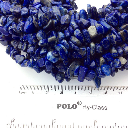 Natural Lapis Lazuli Angular Nugget/Chip Beads with 1mm Holes - Sold by 34" DOUBLE Strands (Approx. 240 Beads) - Measuring 5-15mm, Approx.