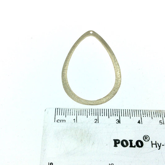 30mm x 43mm Soft Gold Brushed Finish Thick Open Teardrop Shaped Plated Copper Components (one hole) - Sold in Packs of 10 Pieces