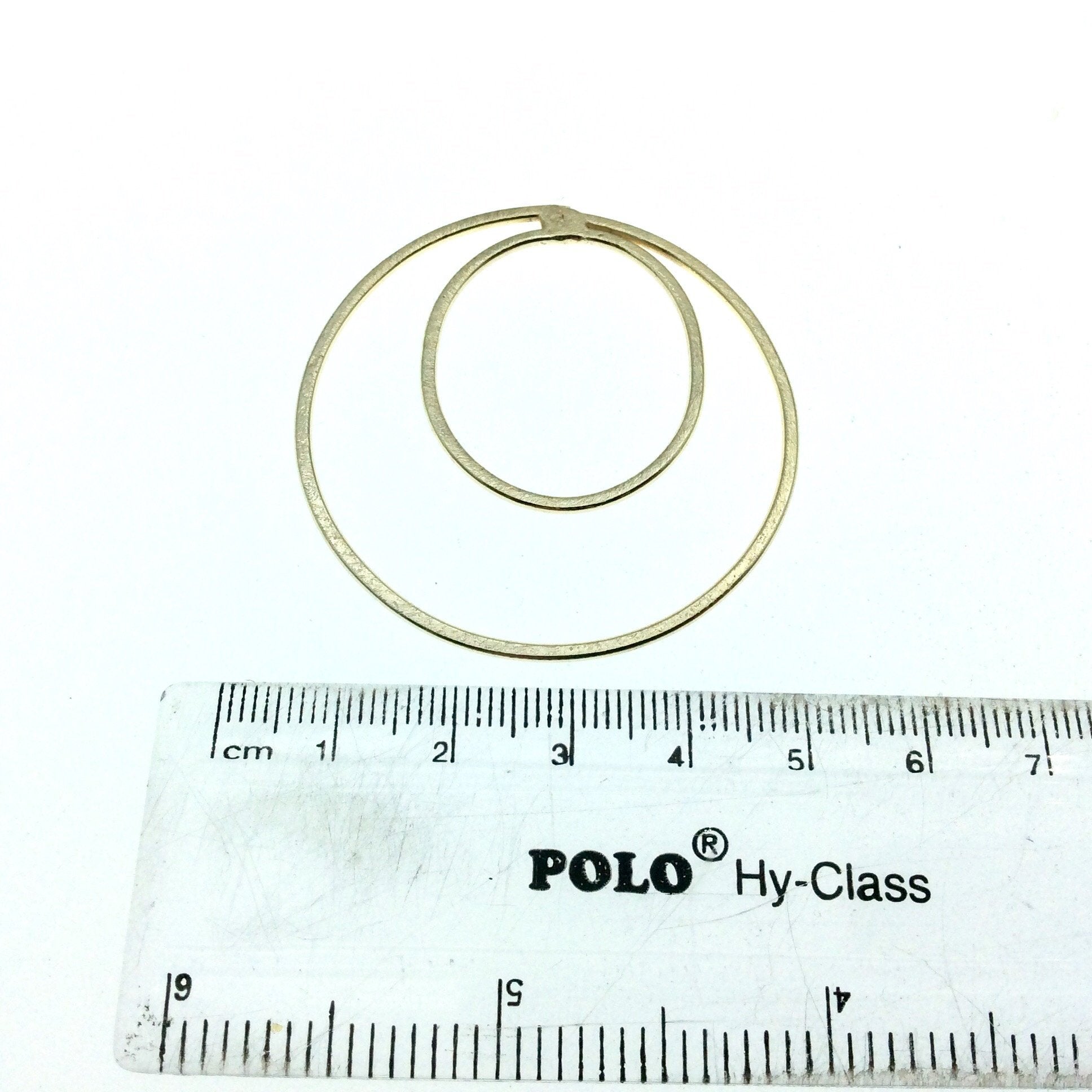 48mm x 48mm Soft Gold Finish Open Circle with Inner Oval Shaped Plated Copper Components - Sold in Packs of 4 Pieces