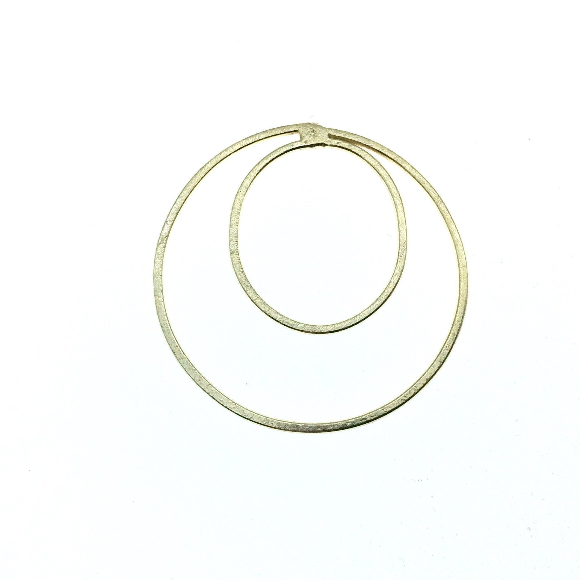 48mm x 48mm Soft Gold Finish Open Circle with Inner Oval Shaped Plated Copper Components - Sold in Packs of 4 Pieces