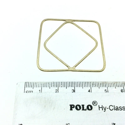 42mm x 42mm Soft Gold Finish Open Triangle with Inner Diamond Shaped Plated Copper Components - Sold in Packs of 4 Pieces