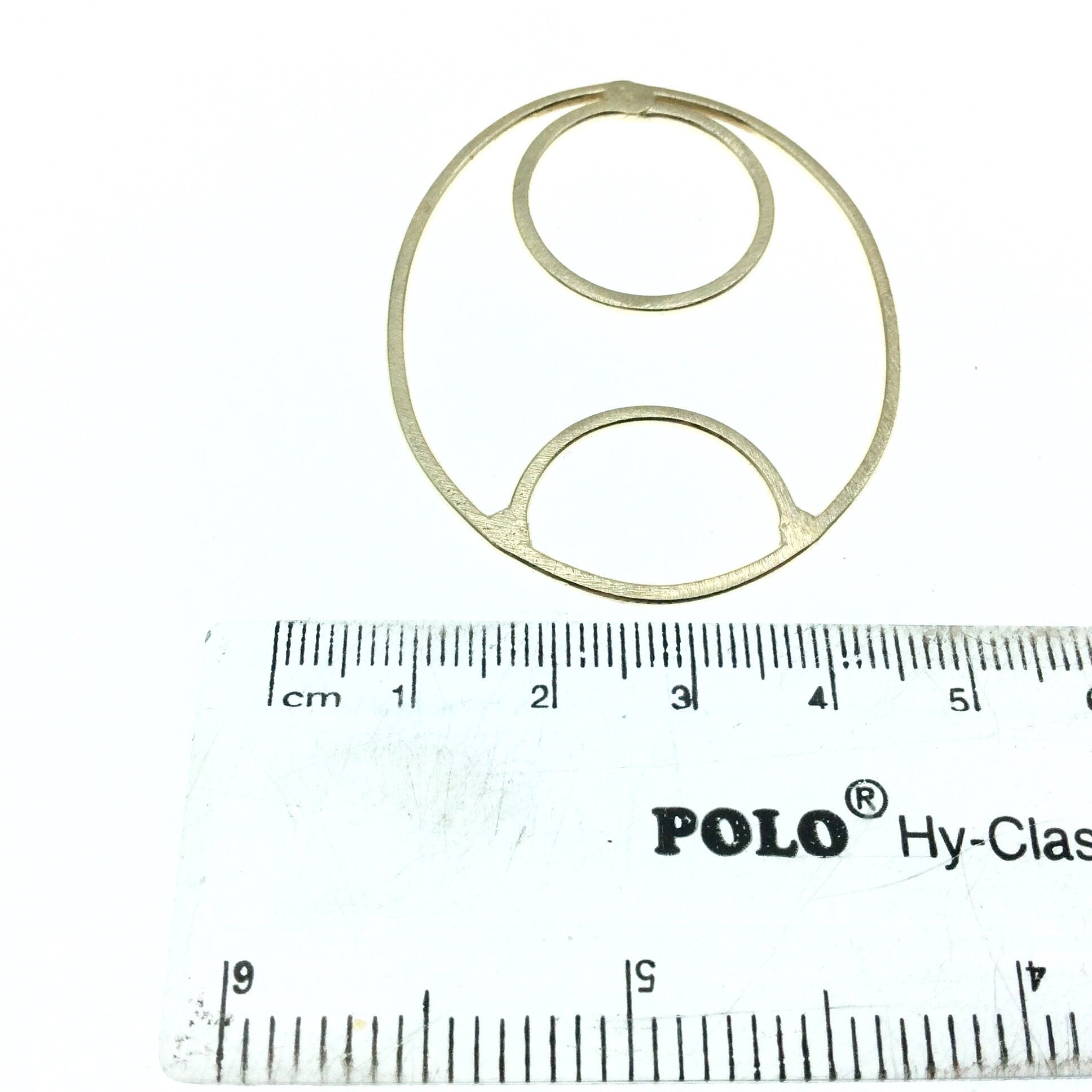 42mm x 50mm Soft Gold Finish Open Oval with Inner Circle and Half Circle Shaped Plated Copper Components - Sold in Packs of 4 Pieces