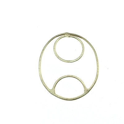 42mm x 50mm Soft Gold Finish Open Oval with Inner Circle and Half Circle Shaped Plated Copper Components - Sold in Packs of 4 Pieces