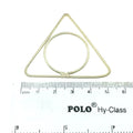 51mm x 53mm Soft Gold Finish Open Triangle with Inner Circle Shaped Plated Copper Components - Sold in Packs of 4 Pieces