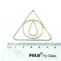 51mm x 51mm Soft Gold Finish Open Triangle with Inner Circle and Teardrop Shaped Plated Copper Components - Sold in Packs of 4 Pieces