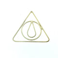 51mm x 51mm Soft Gold Finish Open Triangle with Inner Circle and Teardrop Shaped Plated Copper Components - Sold in Packs of 4 Pieces