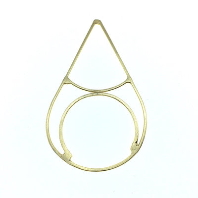 42mm x 80mm Soft Gold Finish Open Teardrop with Inner Circle and Teardrop Shaped Plated Copper Components - Sold in Packs of 4 Pieces
