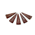Silver Finish Faceted Red Jasper Long Triangle Shaped Bezel Pendant Component - Measuring 12mm x 30mm - Natural Semi-precious Gemstone