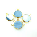 Large Single Gold Electroplated Natural Blue Opal Horizontal Round Shaped Connector - Measuring 18-20mm approximately