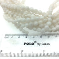 6mm Smooth Cloudy White Jade Coin Shaped Beads with 1mm Holes - 16" Strand (Approx. 65 Beads) - Natural Semi-Precious Gemstone