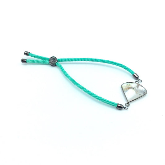 Seafoam Green Half Finished Cord Bracelet with Gunmetal Plated Tree of Life Sliding Stopper Bead -115mm Single Cord Length, 8mm Stopper Bead