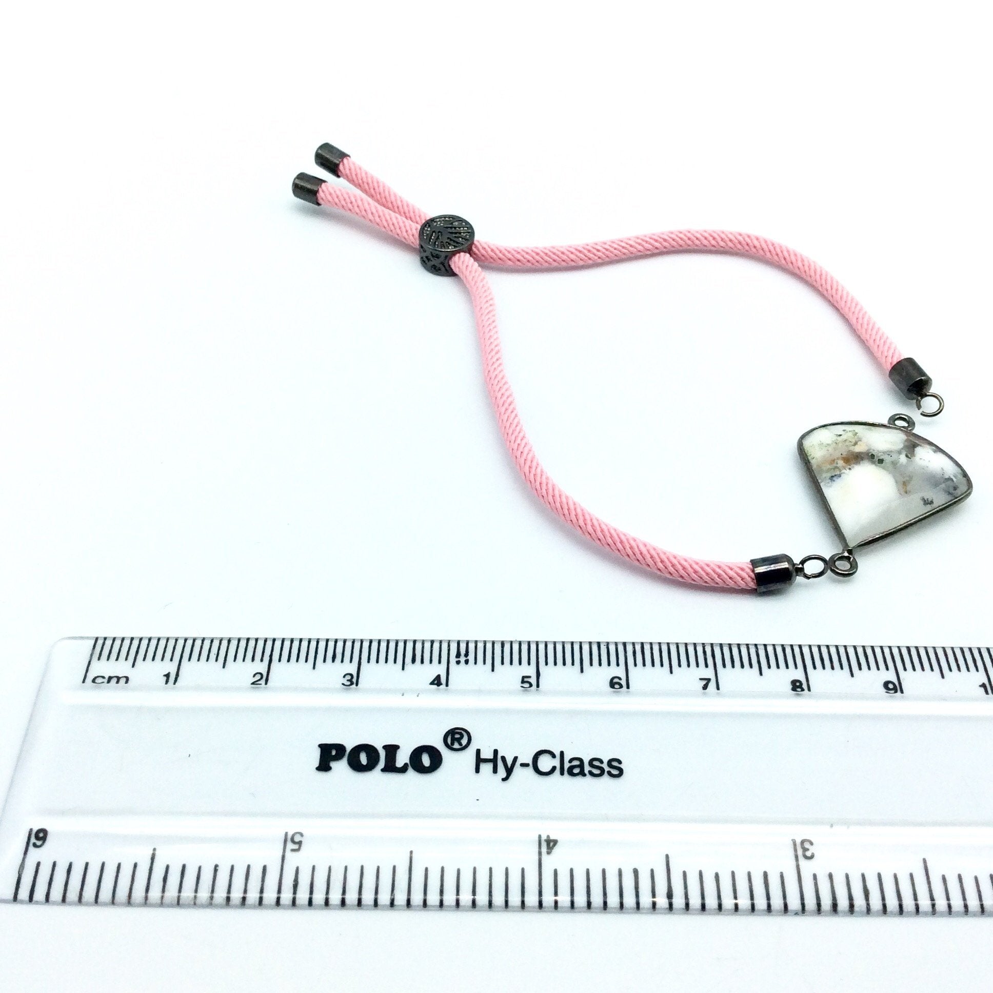 Pink Half Finished Cord Bracelet with Gunmetal Plated Tree of Life Sliding Stopper Bead - 115mm Single Cord Length, 8mm Stopper Bead