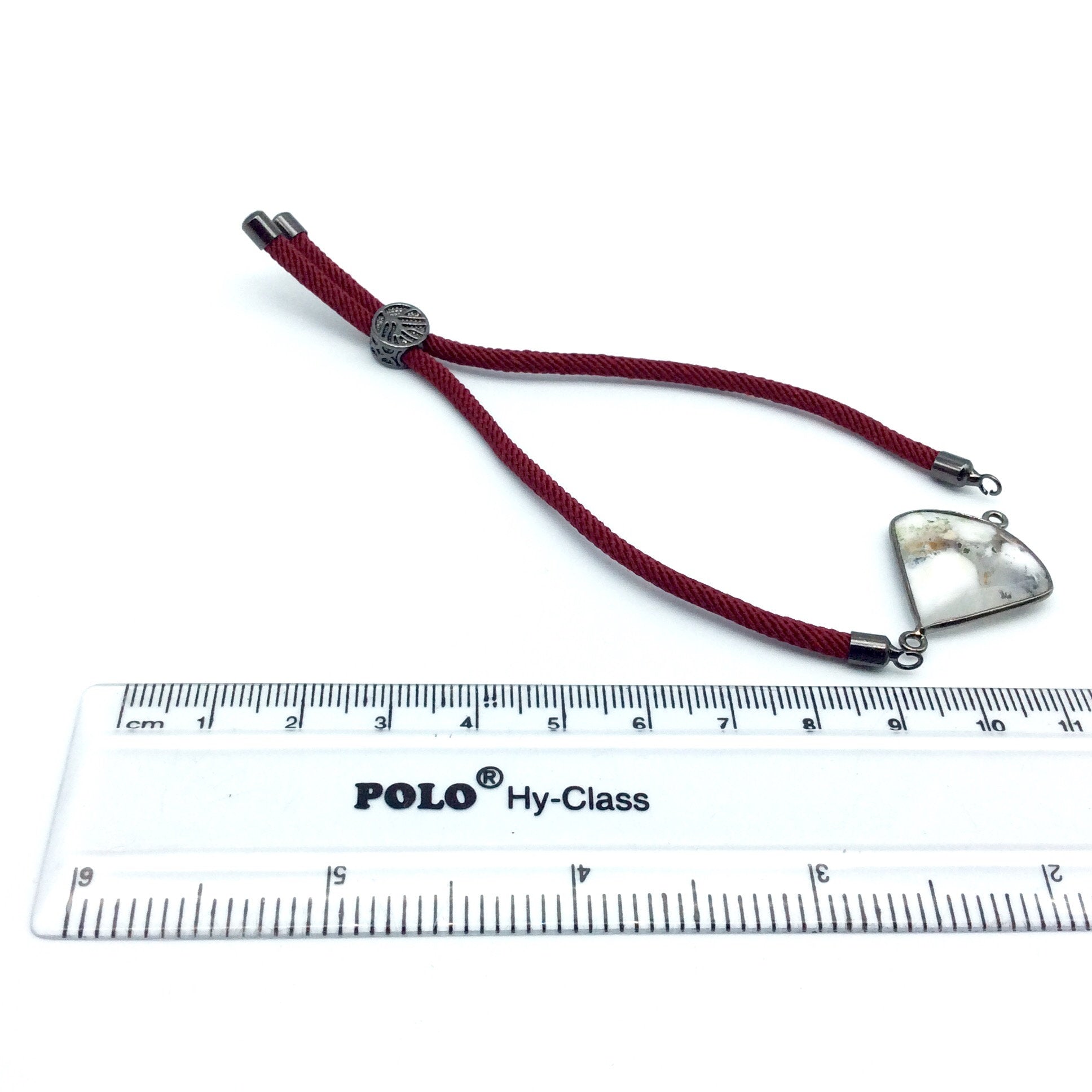 Maroon Half Finished Cord Bracelet with Gunmetal Plated Tree of Life Sliding Stopper Bead - 115mm Single Cord Length, 8mm Stopper Bead
