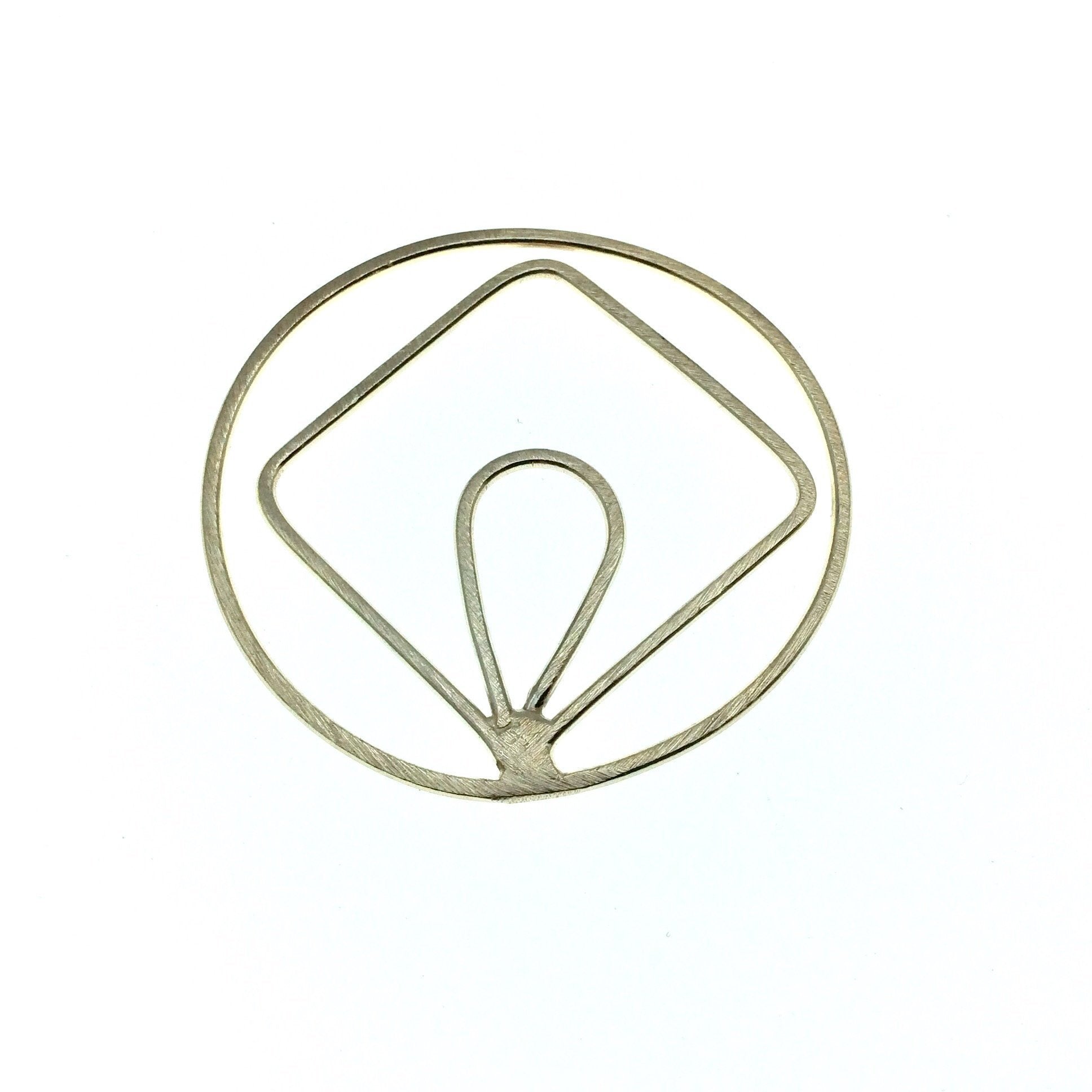 48mm Soft Gold Open Circle with Inner Diamond and Teardrop - Shaped Plated Copper Components - Sold in Packs of 4 Pieces