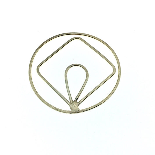 48mm Soft Gold Open Circle with Inner Diamond and Teardrop - Shaped Plated Copper Components - Sold in Packs of 4 Pieces