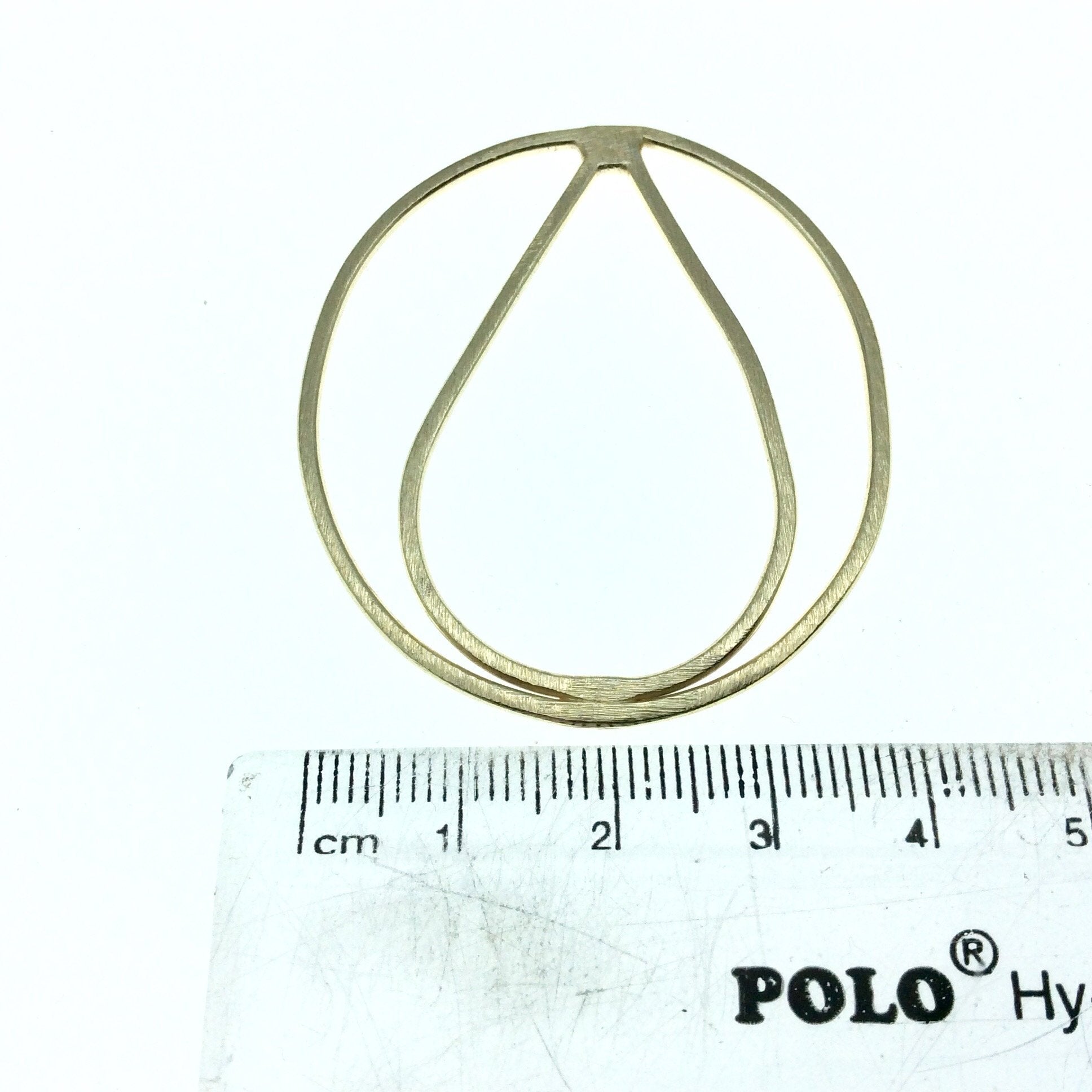 40mm x 50mm Soft Gold Open Oval with Inner Teardrop Shaped Plated Copper Components - Sold in Packs of 4 Pieces