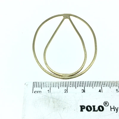 40mm x 50mm Soft Gold Open Oval with Inner Teardrop Shaped Plated Copper Components - Sold in Packs of 4 Pieces