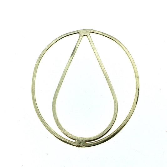 40mm x 50mm Soft Gold Open Oval with Inner Teardrop Shaped Plated Copper Components - Sold in Packs of 4 Pieces