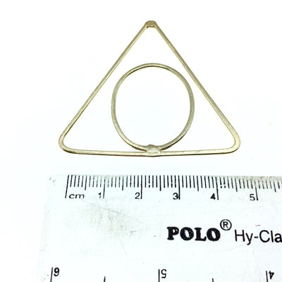 50mm x 53mm Soft Gold Open Triangle with Inner Oval Shaped Plated Copper Components - Sold in Packs of 4 Pieces
