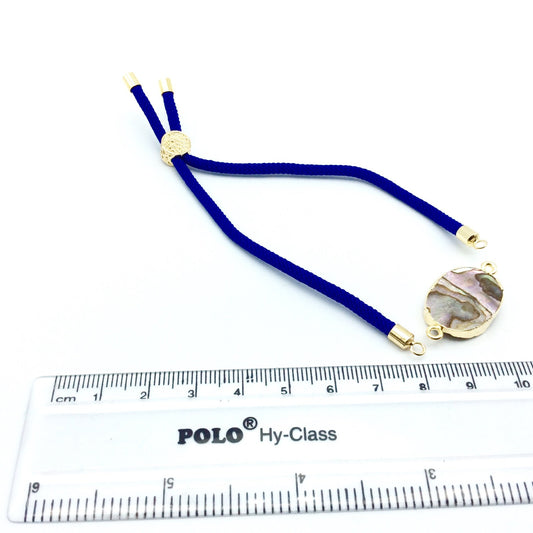 Cobalt Blue Half Finished Cord Bracelet with Gold Plated Tree of Life Sliding Stopper Bead - 115mm Single Cord Length, 8mm Stopper Bead