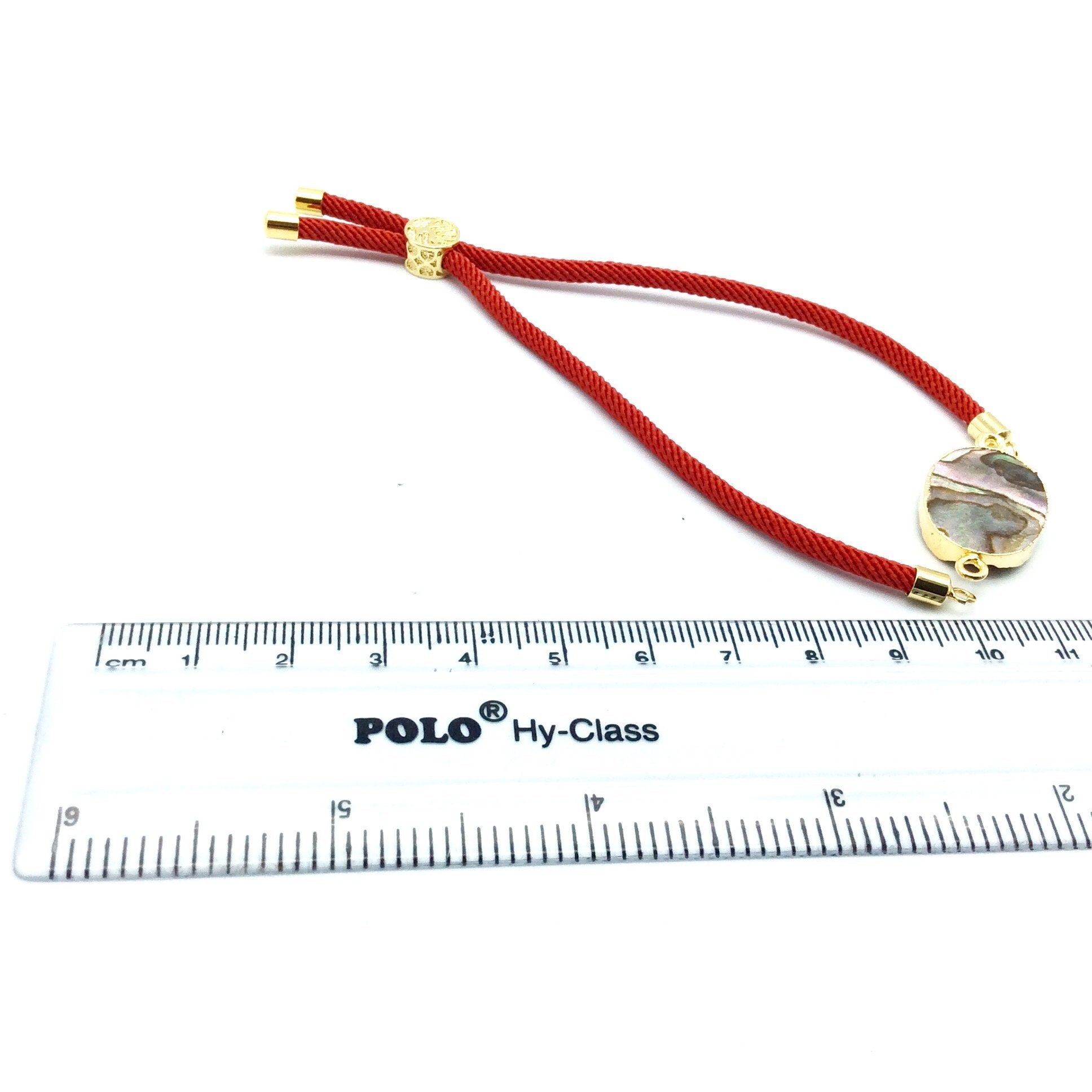 Cadmium Red Half Finished Cord Bracelet with Gold Plated Tree of Life Sliding Stopper Bead - 115mm Single Cord Length, 8mm Stopper Bead