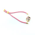 Pink Half Finished Cord Bracelet with Gold Plated Tree of Life Sliding Stopper Bead - 115mm Single Cord Length, 8mm Stopper Bead