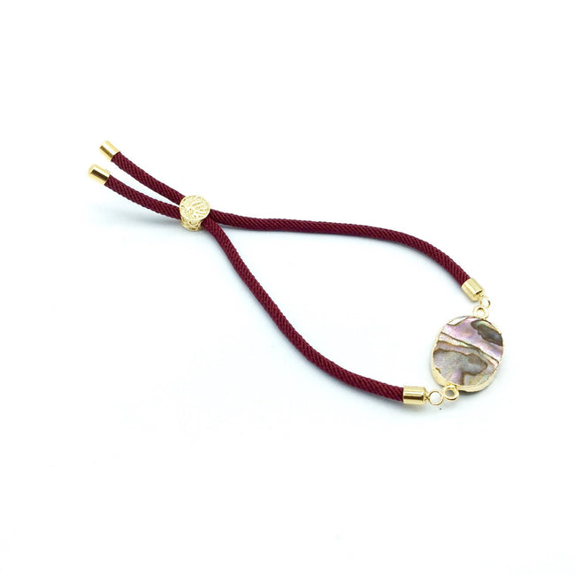 Maroon Half Finished Cord Bracelet with Gold Plated Tree of Life Sliding Stopper Bead - 115mm Single Cord Length, 8mm Stopper Bead