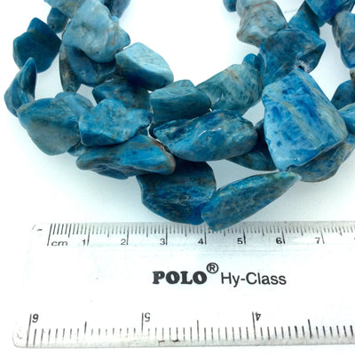 10-23mm x 13-35mm Approx. Smooth Natural Blue Apatite Freeform Nugget Shaped Beads - 15" Strand (~ 17 Beads) Sold By The Strand