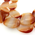 Natural Orange/White Banded Agate Freeform Oval Beads - 15" Strand (Approx. 10 Beads) - Measuring 28mm x 38mm- Sold by the Strand