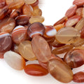 Natural Orange/Red Banded Agate Oval Beads - 16" Strand (Approx. 16 Beads) - Measuring 18mm x 25mm, Approximately - Sold by the Strand