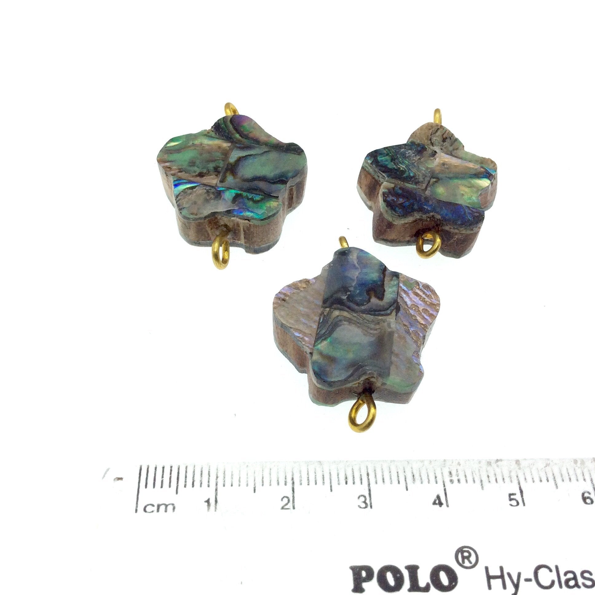 Rainbow Flower Shaped Natural Shell Focal Connector - 24mm x 24mm Approximately - Sold Individually