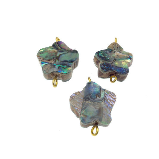 Rainbow Flower Shaped Natural Shell Focal Connector - 24mm x 24mm Approximately - Sold Individually